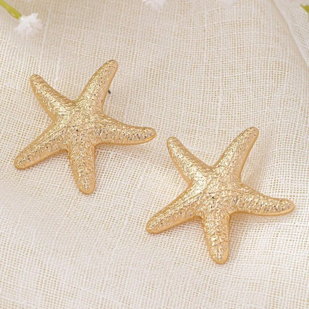 Gold Sexy Women's Cross-Border Hot-Selling Ocean-Themed Starfish Earrings